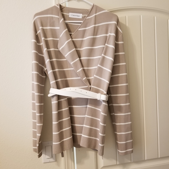 Calvin Klein Jackets & Blazers - Blazer, tan/white stripe, Calvin Klein, size 1X